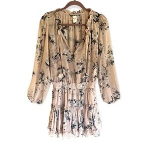 DESIGNER MISA LOS ANGELES LORENA FLORAL RUFFLE FLOUNCE MINI DRESS..! Size S